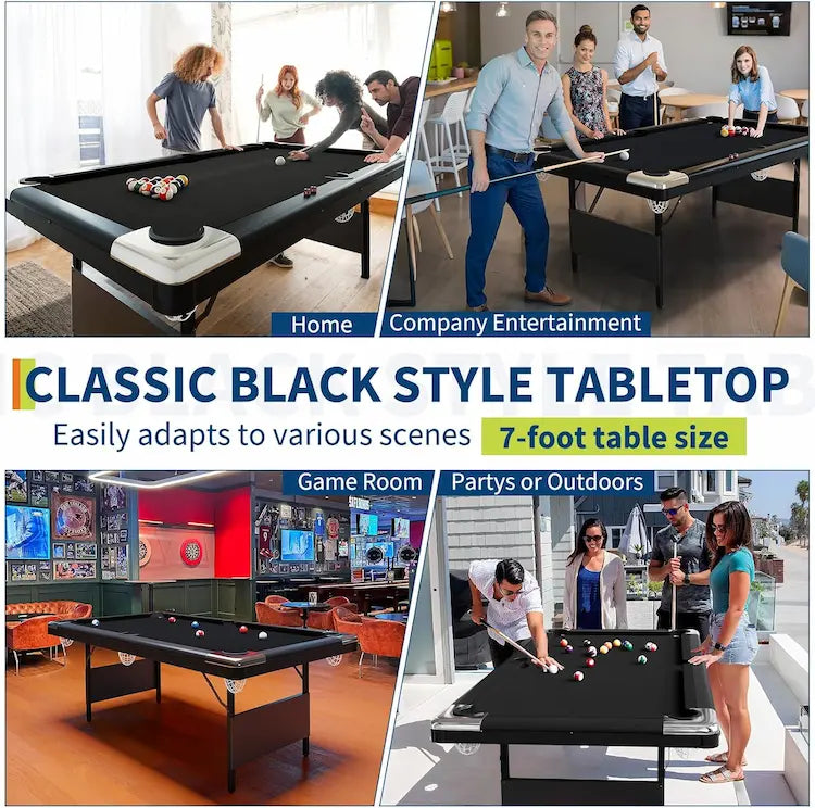 Portable Foldable Pool Table (6ft / 7ft / 8ft) – Complete Game Set